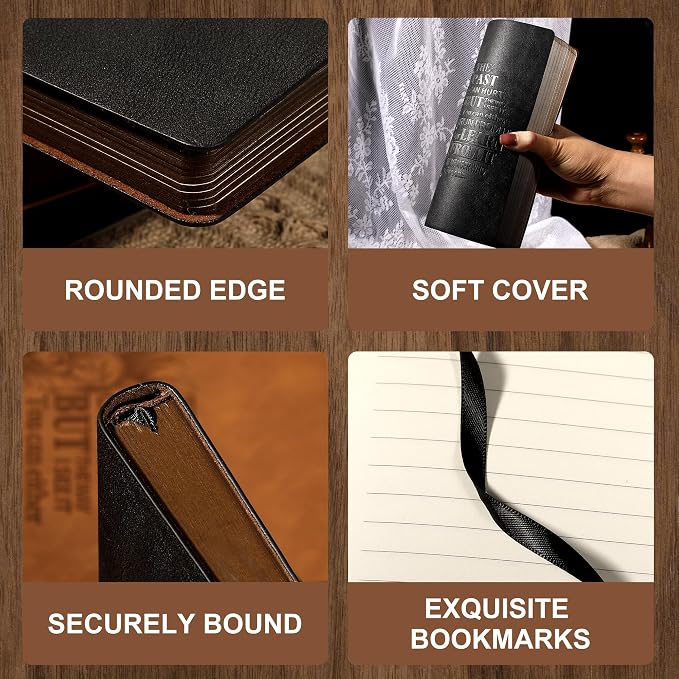 MINICAGIE 2 Pack Leather Journal for Men Soft Cover Journals for Writing with 256 Pages Vintage Lion Journaling Notebooks Travel Inspirational Diary Black and Black, A5