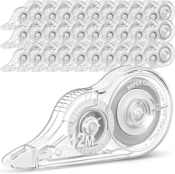 AmazingSpark 30 Pcs Correction Tape Bulk 39.4 ft White Wrong out Tear-resistant Instant Corrections Easy to Use Applicator for School, Office, Note Taking, Journal, Tape Width 0.2in (Clear)