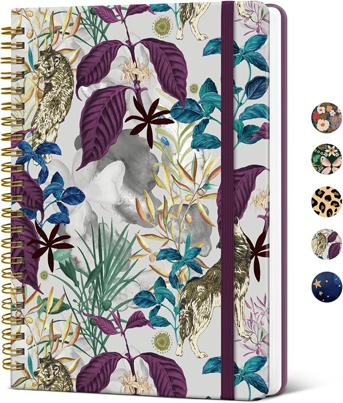 Taja Lined Spiral Notebook Journal for Women A5(5.8" × 8.3"), Cute Hardcover Notebook for Work, School & Note Taking, Pretty College Ruled Journal for Writing, 140 Pages, Jungle