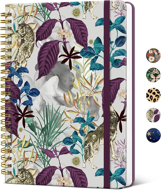 Taja Lined Spiral Notebook Journal for Women A5(5.8" × 8.3"), Cute Hardcover Notebook for Work, School & Note Taking, Pretty College Ruled Journal for Writing, 140 Pages, Jungle