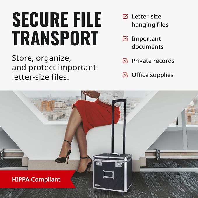 Vaultz Locking Mobile Business Case, Letter Size, 11 x 14.75 x 13.75 Inches, Black (VZ00348)