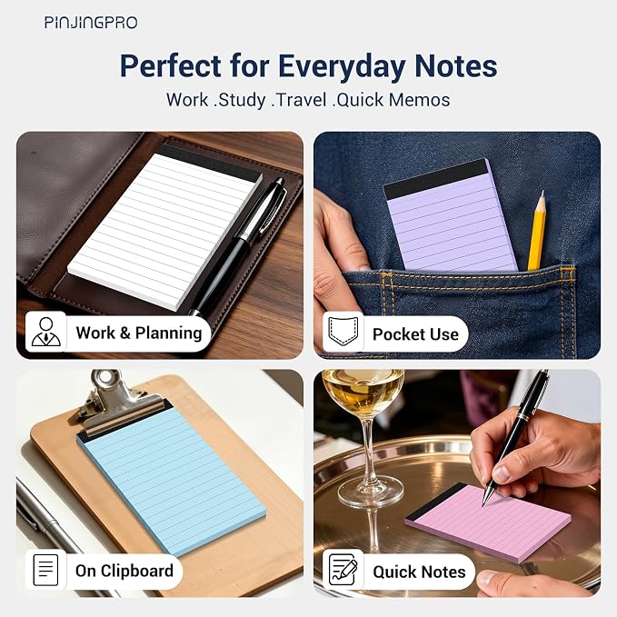 24 Pack Small Notepad Colored Note Pads 3x5 Mini Notepads Pocket Notepad Server Note Pad Lined Paper for Office Supplies, 30 Sheet/Notepad, Desk Notepads Portable Memo Pads for Teacher School Home