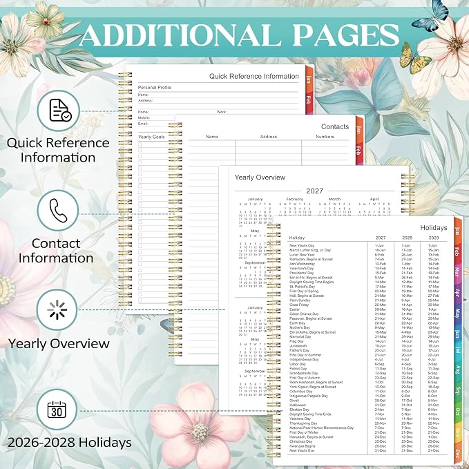 2027 Planner, 2027 Weekly and Monthly Planner, Jan 2027-Dec 2027, Planner with Calendar,Tabs, Twin-Wire Binding, Back Pocket, Holidays, 11'' x 9", Planners and Organizers for Office, Home, School