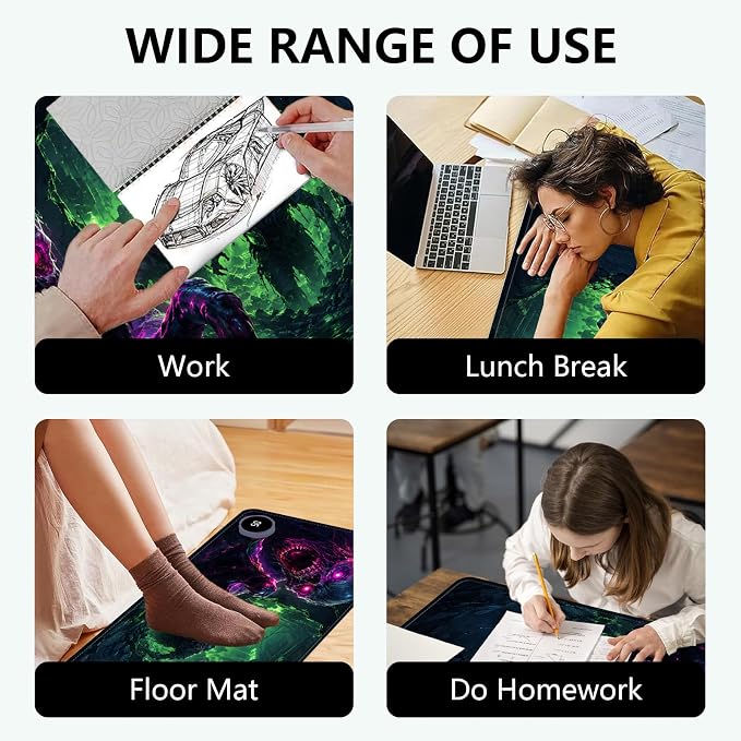 Large Heated Mouse Pad–31.5" x 13" Desk Mat for Office | 3 Adjustable Heat Levels,Auto Shut-Off After 3 Hours for Safety,Keeps Hands Warm While Working，Zombie