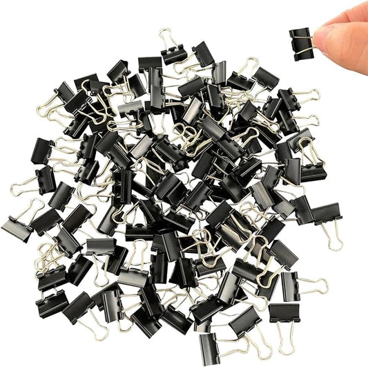 Ykimok 120Pcs Mini Binder Clips, 5/8 inch(15mm), Paper Clamps Small Size for Office Supplies, Black