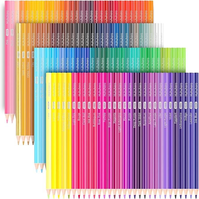 Huhuhero 120 Colored Pencils, Art Color Pencils for Adult Coloring Book | Vibrant Oil-Based 120 Colors, Soft Cored Smooth Laydown, Break-Resistant, Coloring Kits for Coloring Books, Sketching