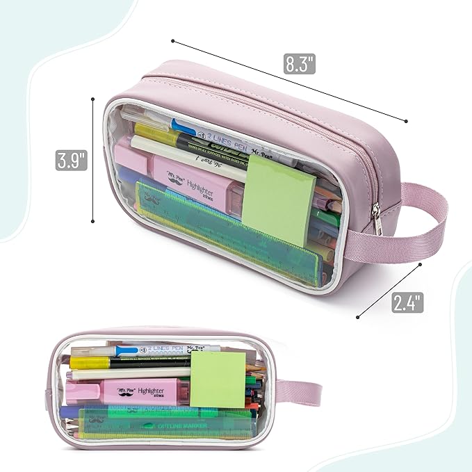 Mr. Pen- Clear Pencil Pouch, Large Capacity Makeup Pouch | Clear Pen Pencil Case, Cosmetics Bag, Multi-Purpose for Travel, School, Teen Girls, Transparent Stationary Bag