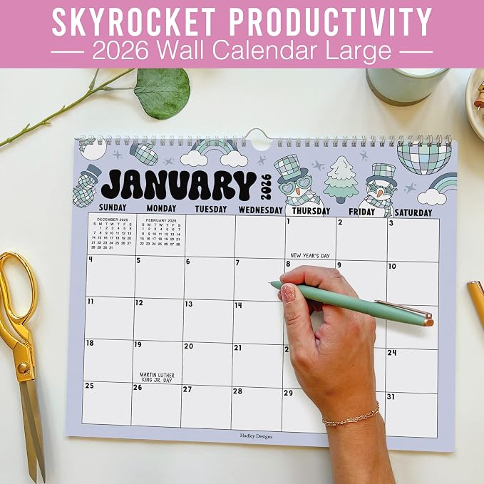 2026 Calendar Wall - 2026 Wall Calendar Large, 18-Month Hanging Calendars for School, Home & Office, Academic Monthly Calendar from January 2026 to June 2027, Back to School Teacher Gifts