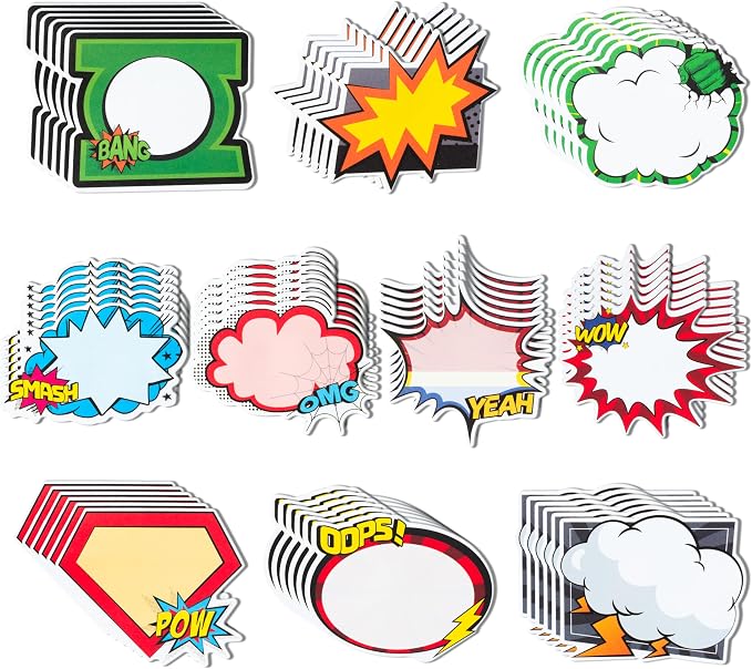 AgincBerry Hero Sticky Notes - 60PCS Cool Cartoon Hero Self-Stick Notes Mini Super Fun Hero Memo Pads Creative Shaped Notepad Writing Sticky Note for School Office Home Gift Tab Supplies