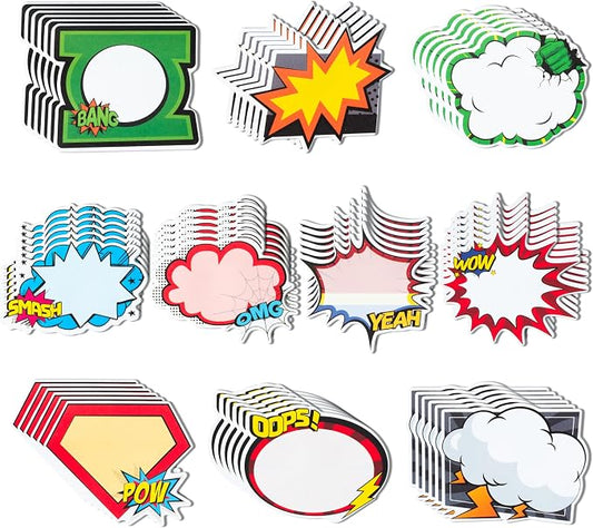 AgincBerry Hero Sticky Notes - 60PCS Cool Cartoon Hero Self-Stick Notes Mini Super Fun Hero Memo Pads Creative Shaped Notepad Writing Sticky Note for School Office Home Gift Tab Supplies