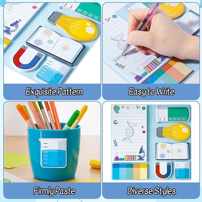B1ykin Sticky Notes Set - 550 Sheets Memo Writing Pad ScienceTeacher Design | Self-Stick Notes Pages, Teacher Appreciation Gift, School Office Supplies, World’s Best Science Teacher Design