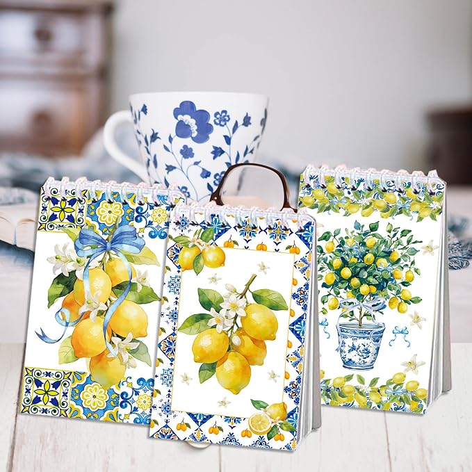 Lemon Coil Notepad 24 Pcs, 2.36 x 3.94 Inch Cute Mini Notebooks 16 Sheets 32 Pages, Citrus Memo Pads Bulk with Lemon Design for Daily Planning, Shopping Lists, Office School Supplies, Party Favors