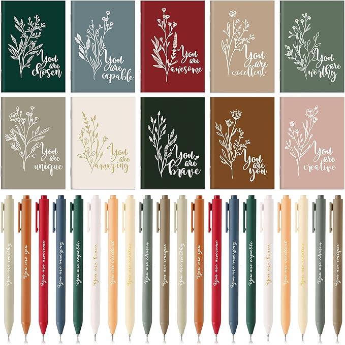 Affrolling 60 Pcs Inspirational Notebooks Bulk Motivational Mini Notepads with Pen Aesthetic Back to School Gift for Students Teacher Nurse Employee Coworker Office Classroom Rewards (Joyous Colors)