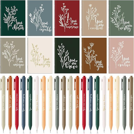 Affrolling 60 Pcs Inspirational Notebooks Bulk Motivational Mini Notepads with Pen Aesthetic Back to School Gift for Students Teacher Nurse Employee Coworker Office Classroom Rewards (Joyous Colors)