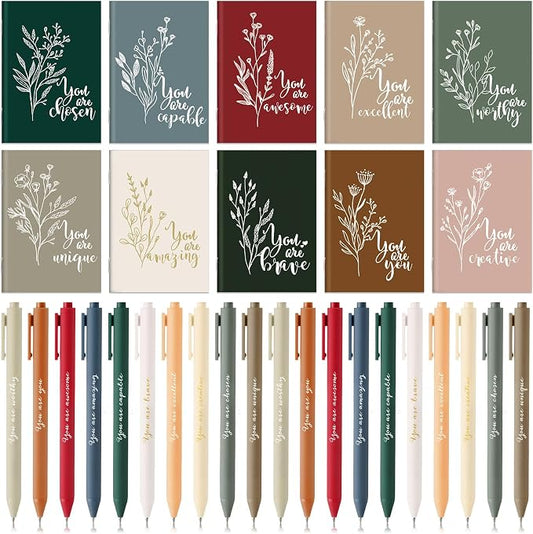 Affrolling 100 Pcs Inspirational Notebooks Bulk Motivational Mini Notepads with Pen Aesthetic Back to School Gift for Students Teacher Nurse Employee Coworker Office Classroom Rewards (Joyous Colors)