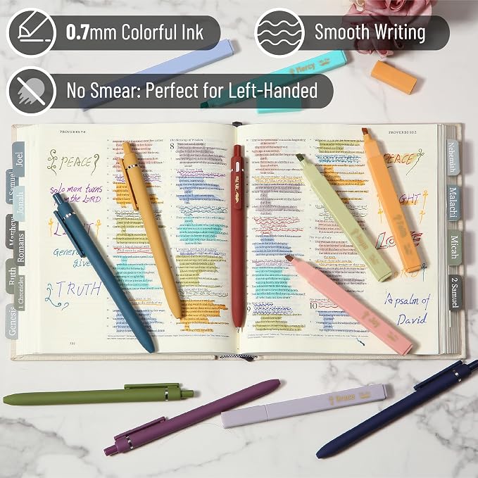 Mr. Pen- Aesthetic Highlighters and Gel Pens, 12 Pack | Bible Highlighters No Bleed, Colored Ink Gel Pens, Fast Dry and No Smear for Bible Journaling, Planner, School Supplies