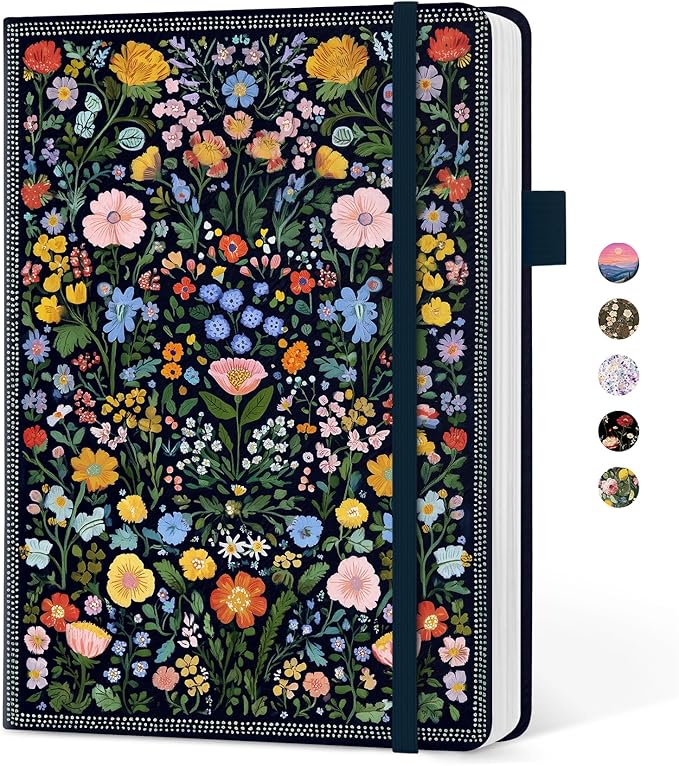Taja Aesthetic Lined Journal for Women, Pretty 6" x 8" Notebook for Work & Note with 160 College Ruled Pages, Hardcover Leather Notebook for Journaling, Note Taking, Bible Study, Garden of Whimsy