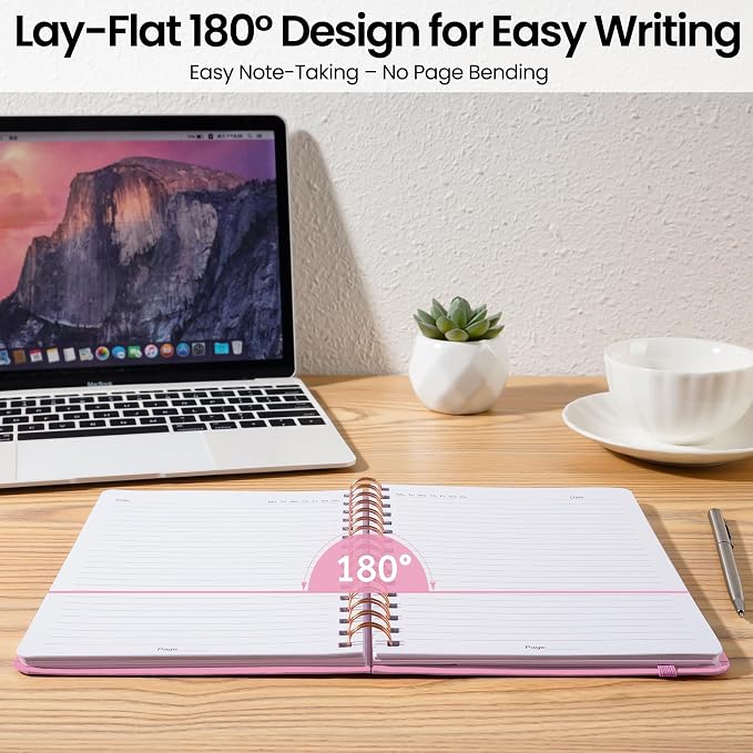 CICPAP Lined Spiral Journal Notebook, A5 College Ruled Notebook for Journaling, Note-Taking, and Daily Planning, Durable Hardcover with an Elegant Design, Rose Pink