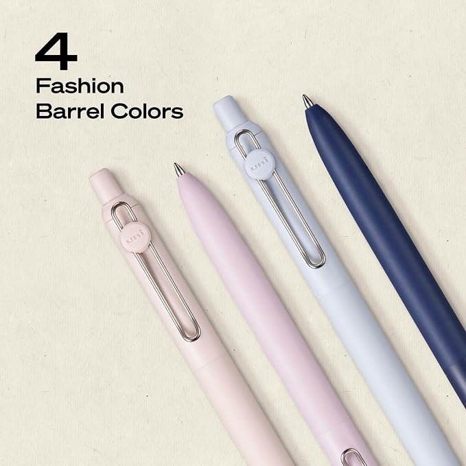 uniball™ Zento Gel Pens, Black Ink, 0.7mm Medium Point, Retractable, 4 Count, Smooth Writing, Quick-Drying, No Smear, No Bleed, Muted Barrel Colors