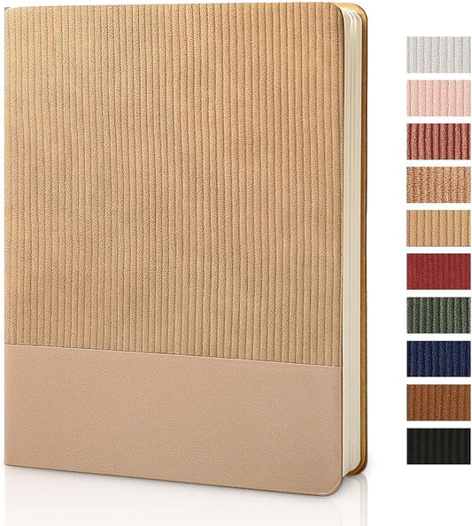 Lined Journal Notebook for Work College Ruled Note Book7.2" x 9.6" B5 PU Leather Daily Journaling 160 Pages for Women Men Writing Home School Supplies Business (Khaki)