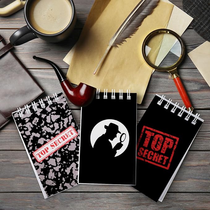 Hooqict 24 Pack Top Secret Mini Notebooks for Detective Party Favors Small Pocket Notebook Spiral Notepads for Mystery Decorations Goodie Bag Stuffers Pinata Fillers