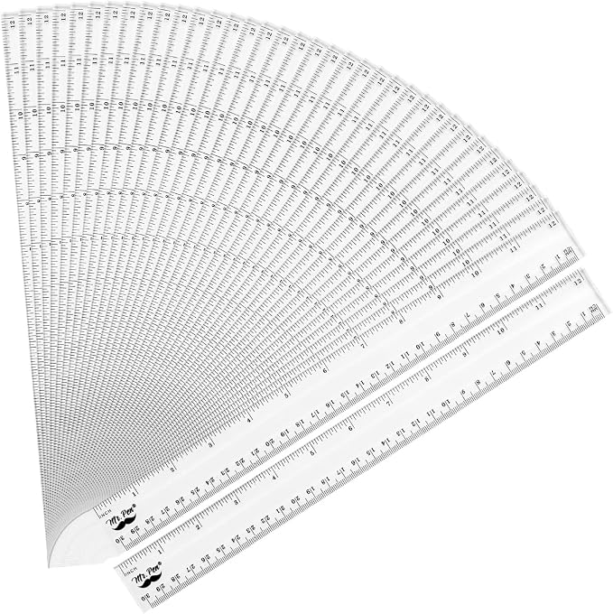 Mr. Pen- Bulk Plastic Rulers, 12 Inch, 36 Pack, Easy-to-Read Markings | Scratch-Resistant Design, Durable Clear Ruler for Crafting Office & School, School Supplies, Bulk Rulers Set, Measuring Tools