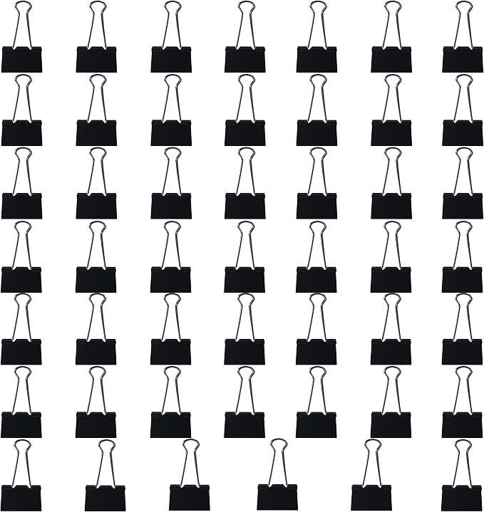 Clipco Binder Clips Large 1.5-Inch Black (48-Pack)