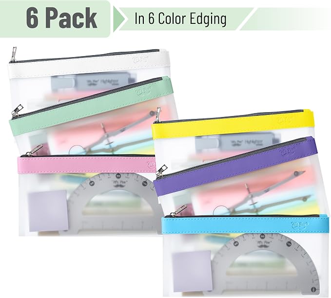 Mr. Pen- Clear Pencil Pouch, 8.50"x4.25", 6 Pack, Durable TPU Material | Medium Water-Resistant Pencil Bags with Smooth Zipper, Multipurpose Clear Pouch for Stationery, School, Office