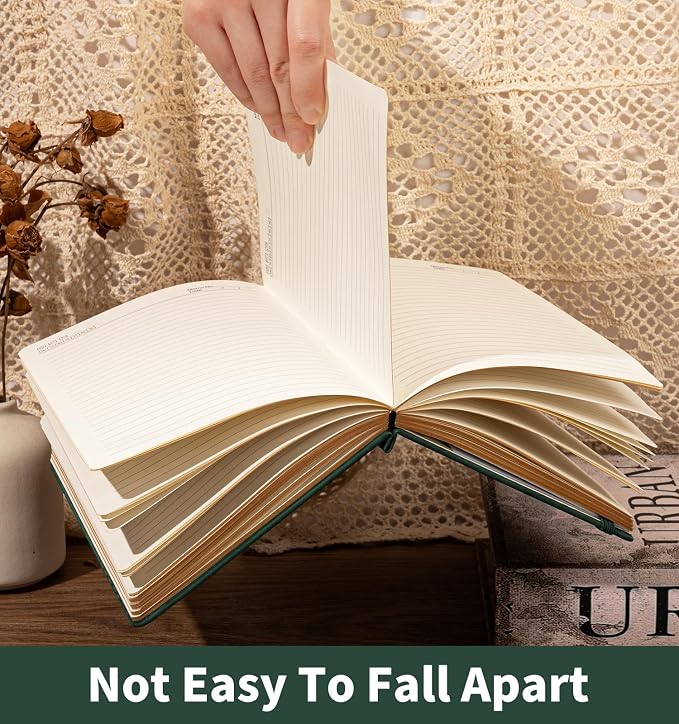 ALKALO Lined Journal Notebook for Women Men, A5 Hardcover Leather Journals for Writing, 320 Pages Thick Paper, Daily Journal Notebook for Work, School, Note Taking, Business, Travel, College Ruled