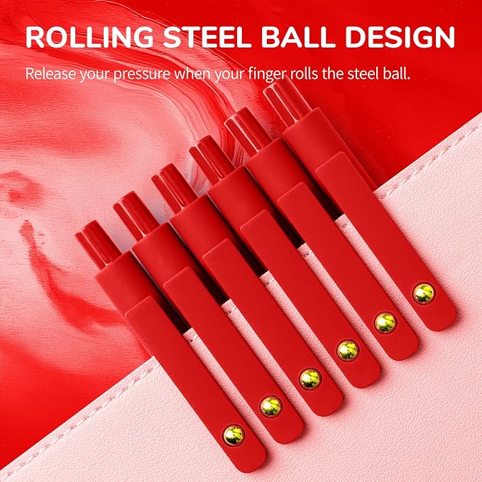 UIXJODO Red Pens, 6 Pcs Red Ink Pens Fine Point Smooth Writing Pens, 0.5mm Colored Ink Gel Pens for Journaling Note Taking, School Supplies Gifts for Women (6 Pcs Gold Red - Red Ink)