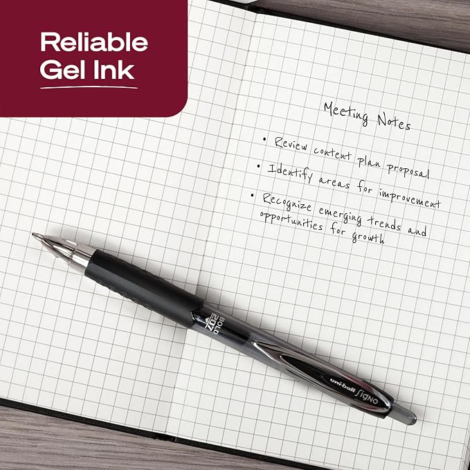 uniball™ 207 Gel Pens, Black Ink, 1.0mm Bold Point, Retractable, 12 Count, Smooth Writing, Fraud-Resistant, uni Super Ink™