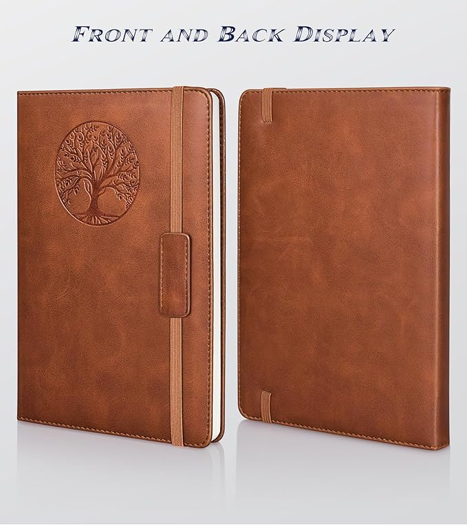 Biuwory Dotted Journal Notebook, 140 Dot Grid Pages, Medium 5.7"×8.3" | A5 Hardcover Vintage Leather Journal for Women Men, Dot Grid Paper Notebook for Work School Travel, Bullet Journaling Writing
