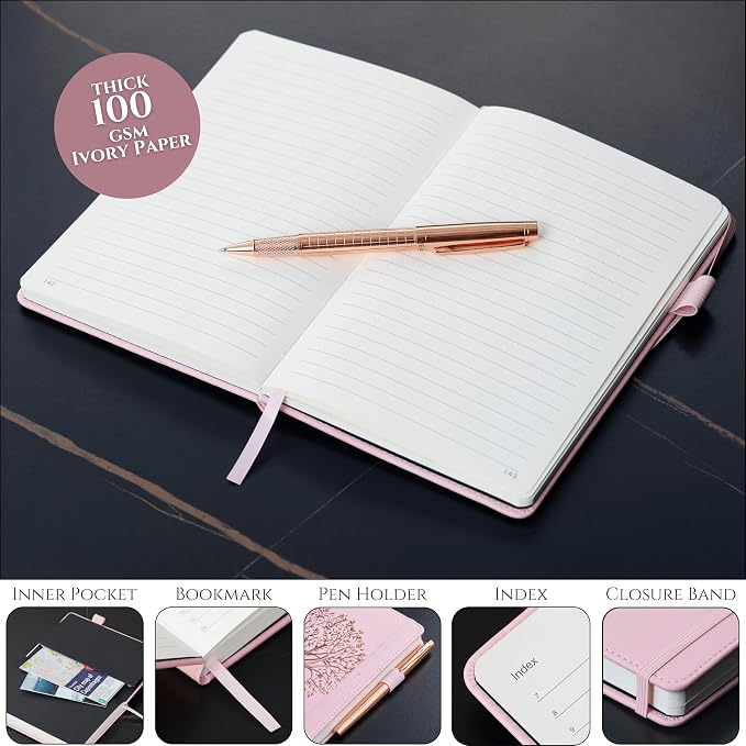 Veway Luxury Journal and Pen Set for Women - A5 Vegan Leather Notebook with Pen - 224 Lined Pages, Index & Gift-Ready Packaging (Enchanted Butterfly)
