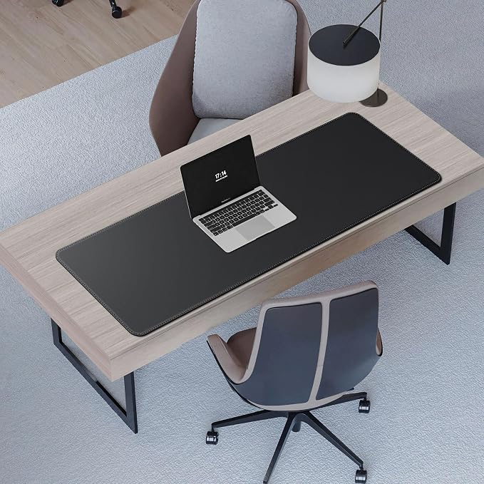 CENNBIE Leather Desk Mat, 51.2" x 16" Desk Pad for Full Desk (Black) | Premium stitched edges resist wear. Easy to clean. Protects desk from spills, stains ,scratches. Smooth glide. Office & home.