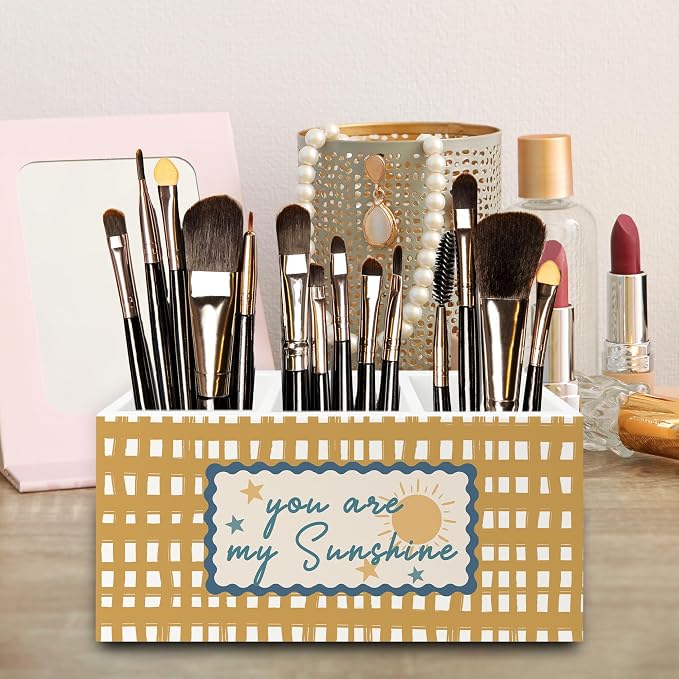 Boho Kids Inspirational Pen Pencil Holder Organizer for Desk, You Are My Sunshine Nursery Wooden Box Signs Decorations for Kids Boys Girls Room Bedroom Classroom Desk Tabletop
