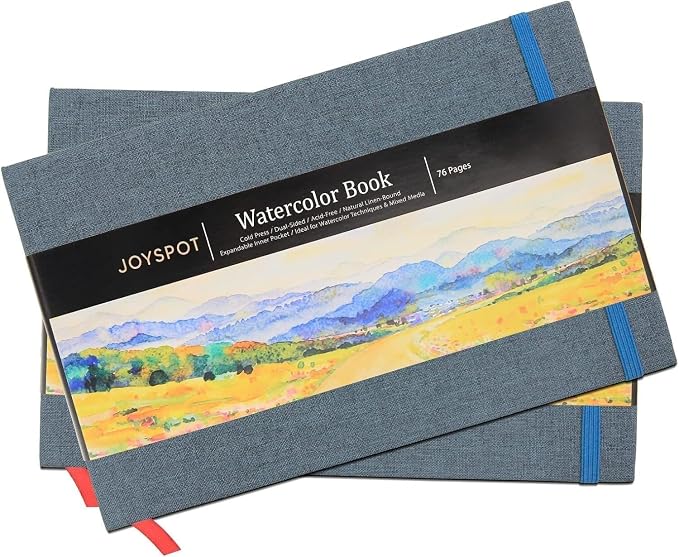5.5" x 8.5" Watercolor Pad, Pack of 2 (76 Sheets), 110 lb (230 GSM) | Acid-Free Paper, Watercolor Book with Linen Bound for Watercolor Techniques and Mixed Media