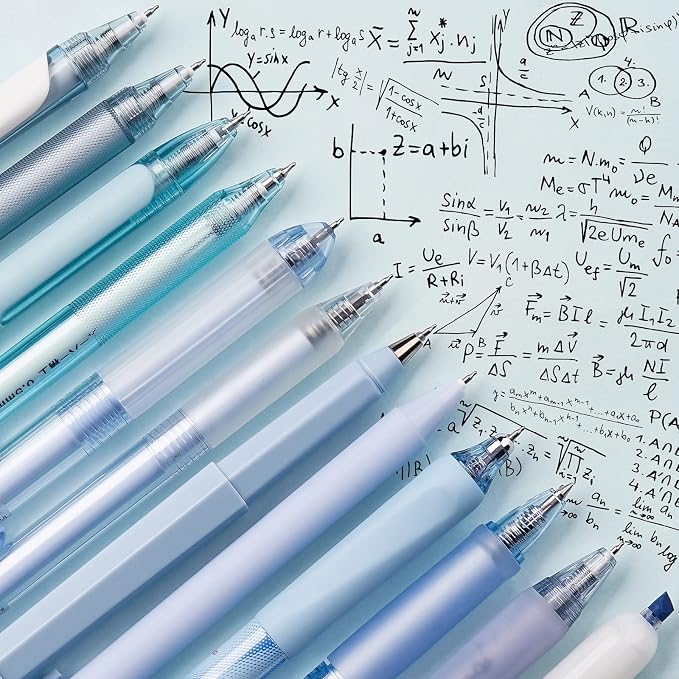 Four Candies Cute Blue Pens, Black Gel Ink, Ocean - 12ct, 0.5mm Fine Point | School Supplies, Office Decor & Desk Accessories for Journaling