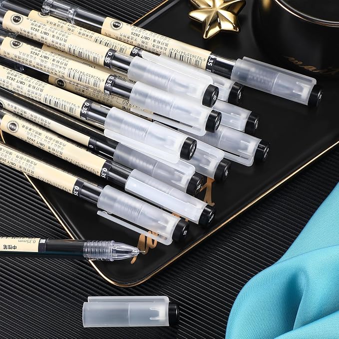 Chinco 24 Pieces 0.35 mm Black Gel Ink Pen Japanese Stationery Extra Fine Chinese Ballpoint Pen for Office School Korean Stationery Supply