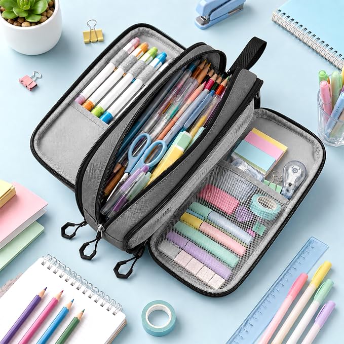 Pencil Case for Boys, Large Capacity Pencil Pouch with Zipper Compartments, Gamer Pen Bag Organizer for School Kids Teens