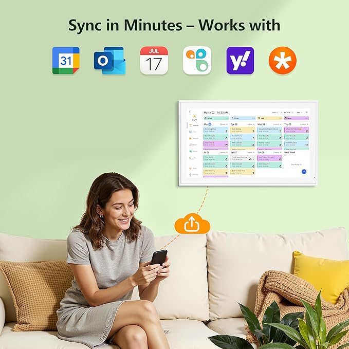 Digital Calendar, 15.6 Inch Wall Planner Electronic Calendar & Chore Chart, Smart Touchscreen Interactive Display for Family Schedules, Great for Organizing Your Routines, Wall & Desk Mountable