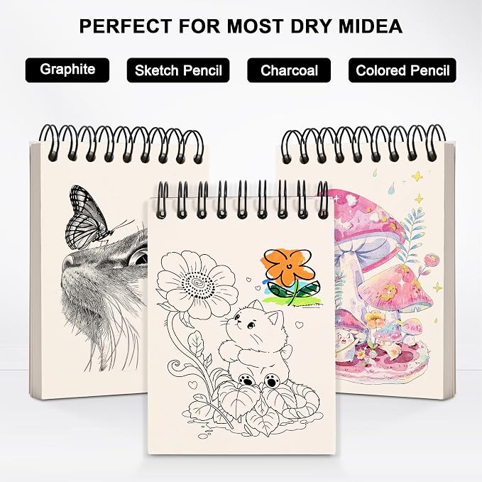 Blank Page Journal 8pcs Small Blank Journal Unlined Mini Spiral Note Pads Mini Top Spiral Notebook 3.1" X 4.3" Small Notebook Unlined Pocket Notebook Blank Pages Spiral Notepads 160 Pages Unlined Notebook Little Memo Steno Note