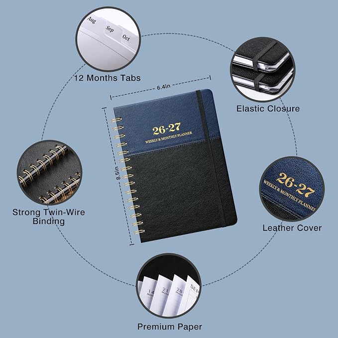 2026-2027 Planner - 2026-2027 Weekly Monthly Planner, 6.4" x 8.5" | July 2026 to June 2027, Academic Planner with Elastic Closure, Inner Pocket