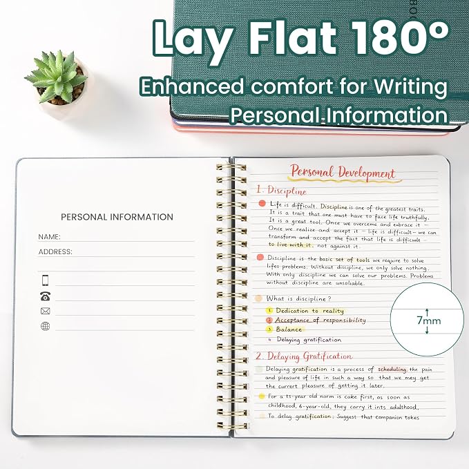 Spiral Notebook - 8.5 x 10.98 Inch Large Hard Cover Notebook with Elastic Band & Pocket, 180 Pages, Lay Flat Wirebound Journal for Work, School, Planning & Note Taking Green
