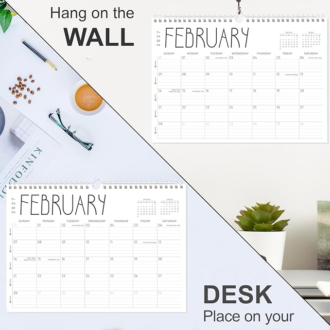 GuassLee Wall Calendar 2026, 24-Month Desk/Wall Academic Calendar from Jun. 2026 to May. 2028,17" X 12" Desktop Hanging Monthly Planner with Thick Paper Spiral Bound for Easy Organizing