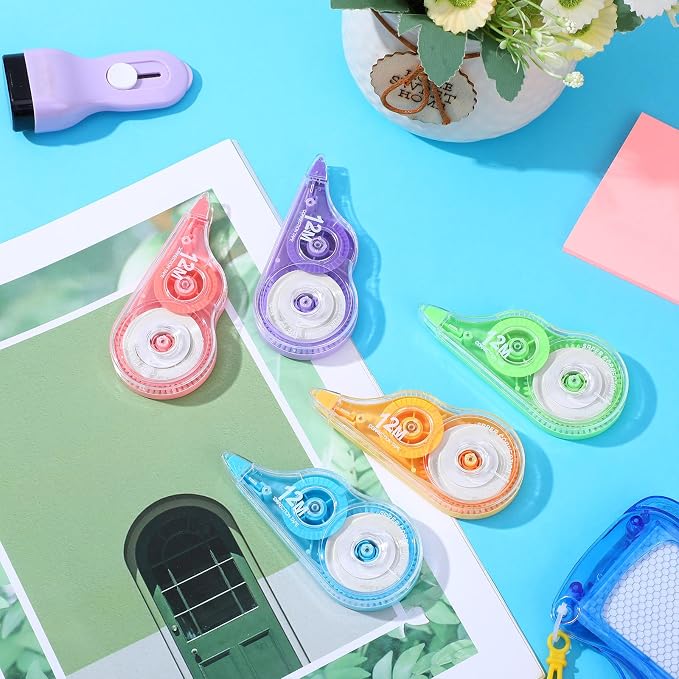 AmazingSpark 100 Pcs Correction Tape Bulk 39.4 ft White Wrong out Tear-resistant Instant Corrections Easy to Use Applicator for School, Office, Note Taking, Journal, Tape Width 0.2in(5 Macaron Colors)