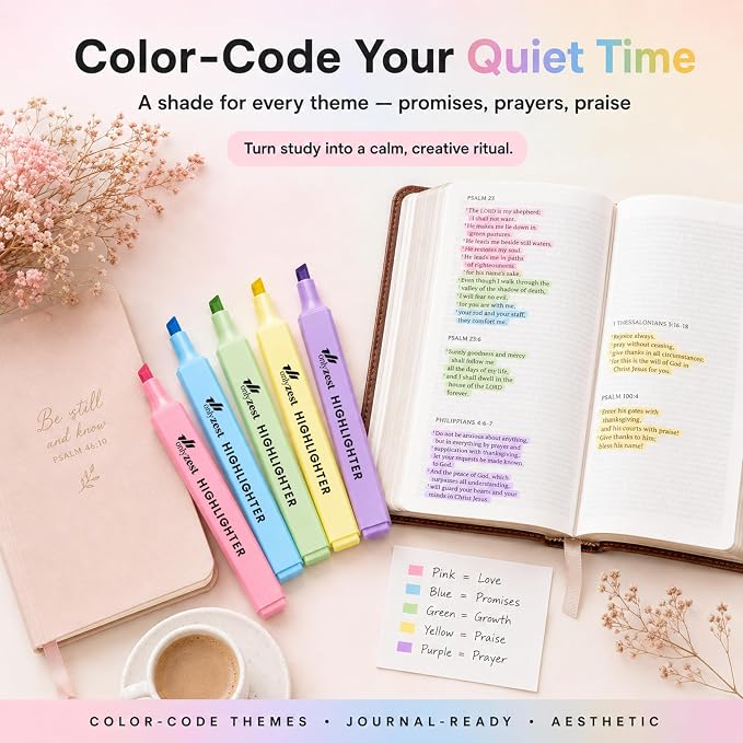 10 Pack Bible Safe Highlighters - Candy Color, Wax Highlighters | No Bleed, Scripture Markers for Journaling, Study Accessories and School Supplies
