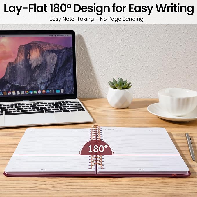 CICPAP Lined Spiral Journal Notebook, A5 College Ruled Notebook for Journaling, Note-Taking, and Daily Planning, Durable Hardcover with an Elegant Design, Burgundy
