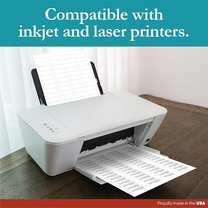 Premium Label Supply White Sticker Return Address Labels – 1-3/4" x 2/3" – Laser/Inkjet Compatible – (60 per Sheet), 100 Sheets – 6,000 Total Adhesive Labels