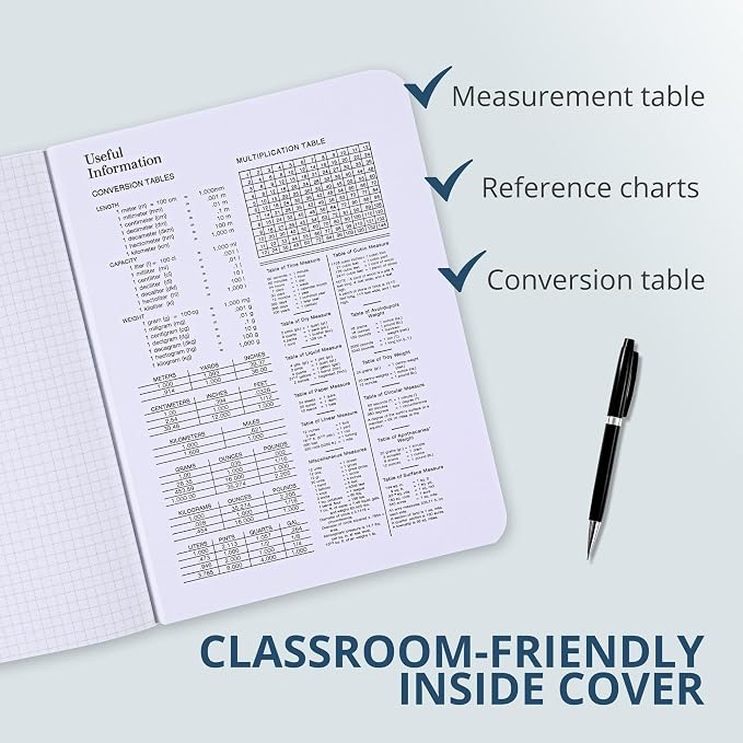 ROARING SPRING Hard Cover Composition Notebook, Black Marble Comp Book, 9.75″ x 7.5″, 5x5 Grid Graph Ruled, 80 Sheets (160 Pages), Made in USA