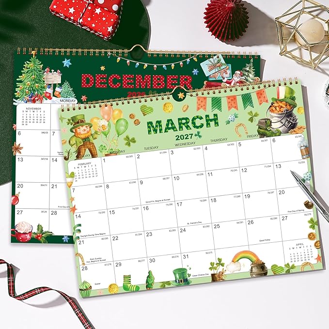 2026-2027 Wall Calendar - Large Calendar 2026-2027, Jul. 2026 - Dec. 2027 | 15" x 12", 18-Month Calendar Wall with Hanging Hook, Perfect Wall Calendar for Organizing - 12 Different Themes